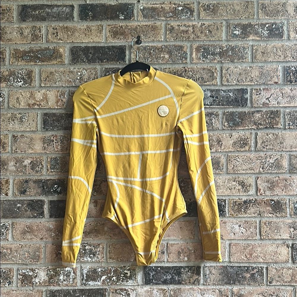 Billabong Yellow Striped Long Sleeve One-Piece Swimsuit